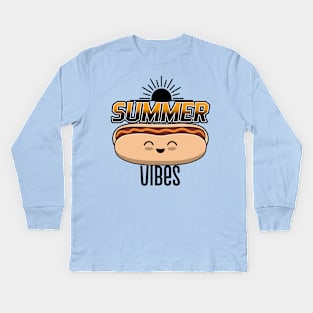 SUMMER Vibes Kawaii Hot Dog Lover Kids Long Sleeve T-Shirt